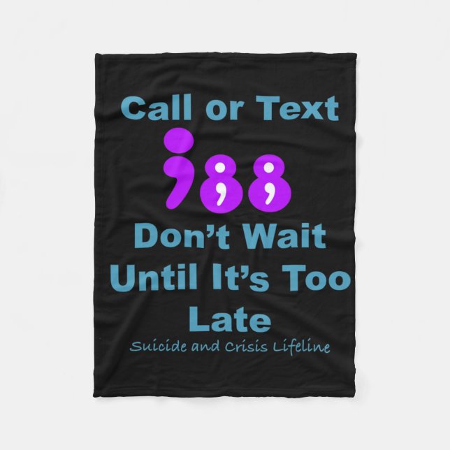 Anruf oder Text 988 Warten Sie nicht Fleecedecke (Vorderseite)