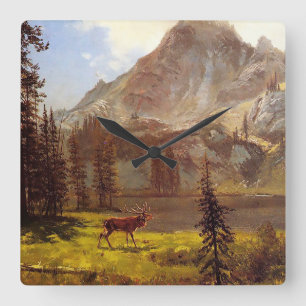 Anruf vom wilden durch Albert Bierstadt 1876-77 Quadratische Wanduhr