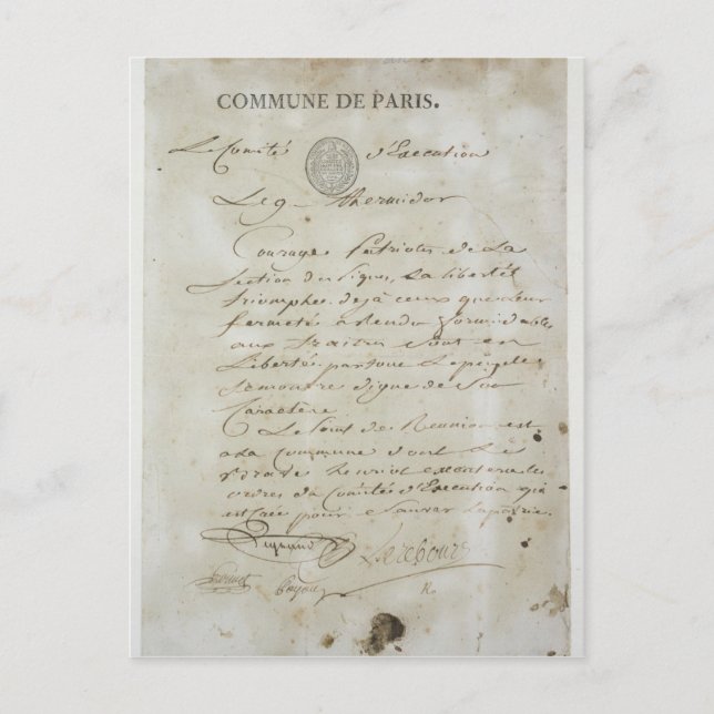 Anruf von Maximilien de Robespierre Postkarte (Vorderseite)