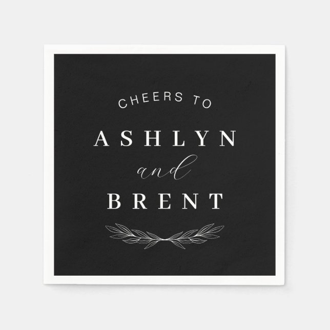 Anrufend an Black and Whit Wedding Cocktail Napkin Serviette (Vorderseite)