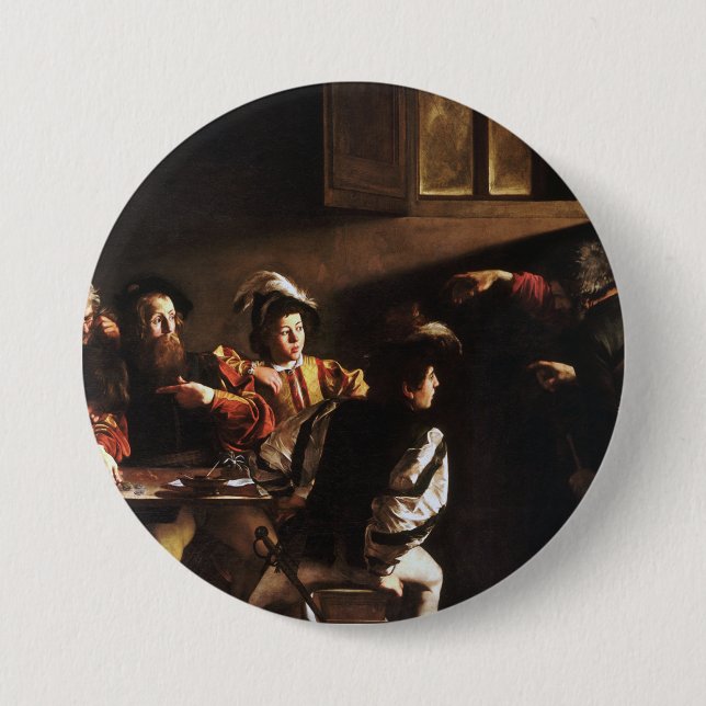 Anrufung von St. Matthew durch Caravaggio Button (Vorderseite)