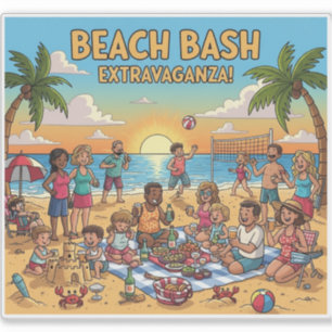 Ansammlung am Strand Aufkleber