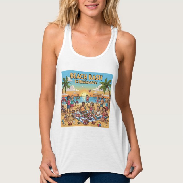 Ansammlung am Strand Tank Top (Vorderseite)