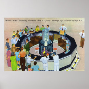 Ansammlung bei Brunnen im Saal Poster