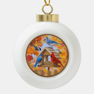 Ansammlung der Herbst-Vogelzuführung Keramik Kugel-Ornament