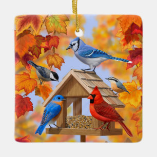 Ansammlung der Herbst-Vogelzuführung Keramikornament