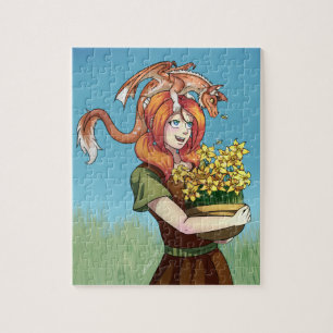 Ansammlung von Blume mit einem Drachen