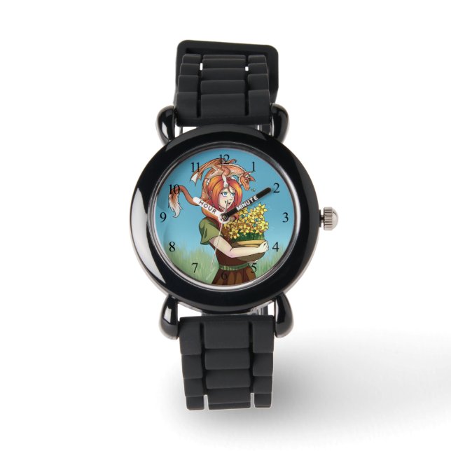 Ansammlung von Blume mit einem Drachen Armbanduhr (Vorderseite)