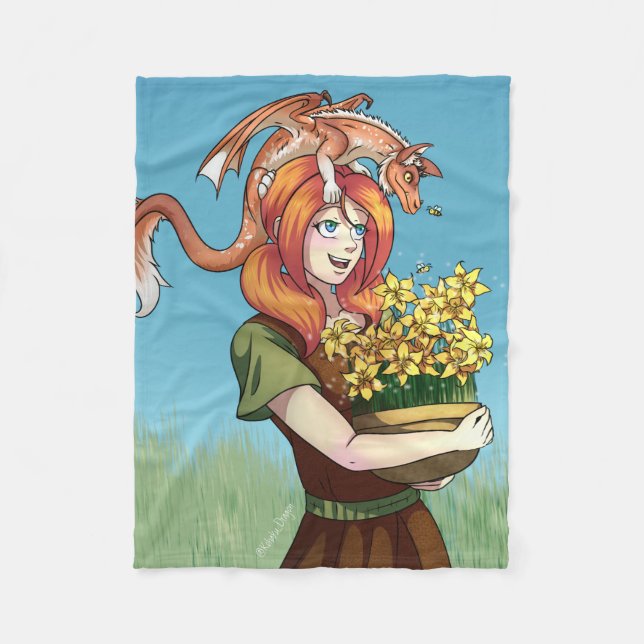 Ansammlung von Blume mit einem Drachen Fleecedecke (Vorderseite)