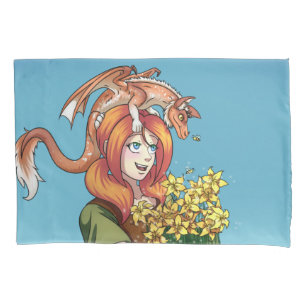 Ansammlung von Blume mit einem Drachen Kissenbezug