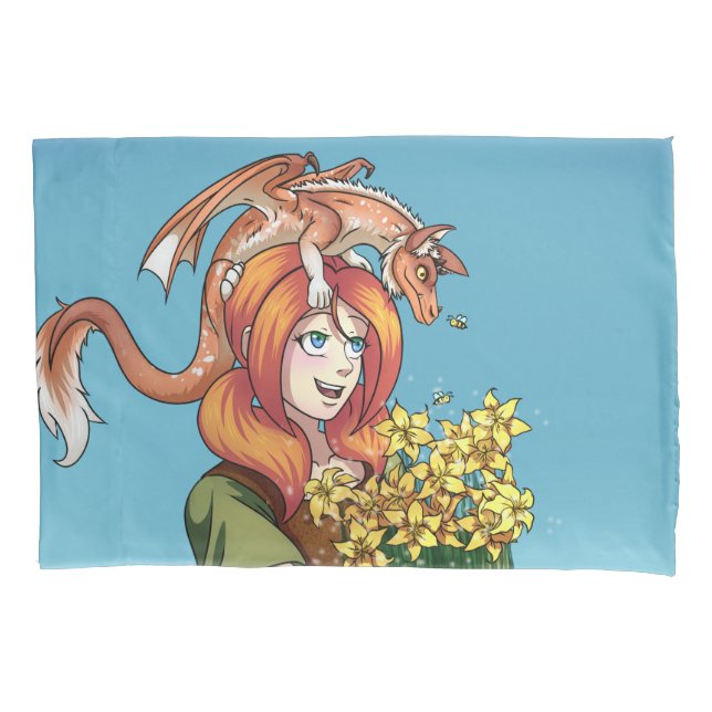 Ansammlung von Blume mit einem Drachen Kissenbezug (Vorderseite)