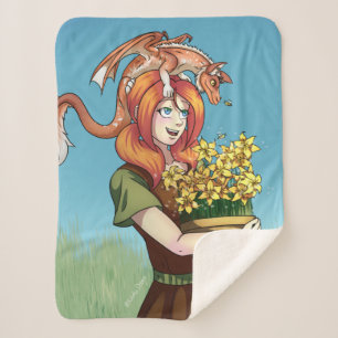 Ansammlung von Blume mit einem Drachen Sherpadecke