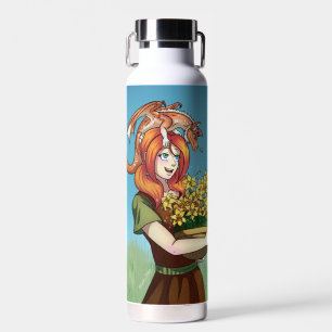 Ansammlung von Blume mit einem Drachen Trinkflasche