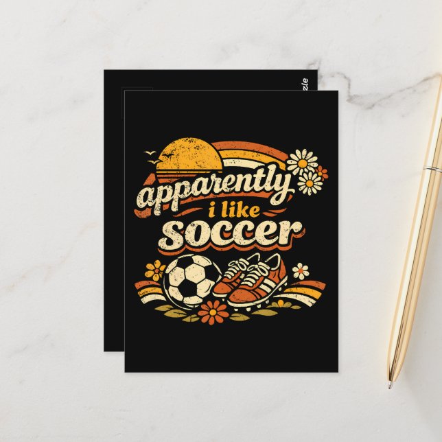 Anscheinend mag ich Fußball  Postkarte (Vorderseite/Rückseite Beispiel)