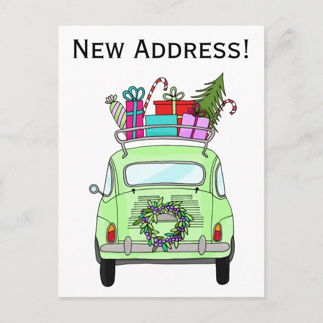 Anschrift Ankündigung Fiat 500 Weihnachtsgeschenke Postkarte (Vorderseite)
