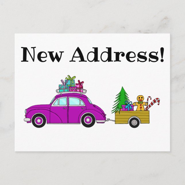 Anschrift Ankündigung Lila Weihnachtsgeschenke für Postkarte (Vorderseite)