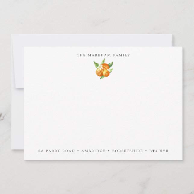 Anschrift der Aquarellfarben-Orangen-Familie Mitteilungskarte (Vorderseite)