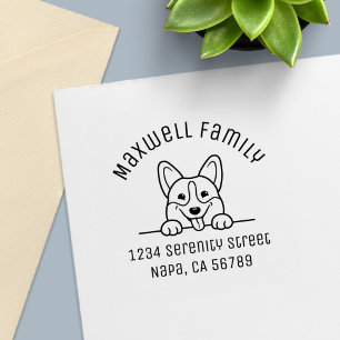 Anschrift der Familie Corgi Dog Arch Permastempel