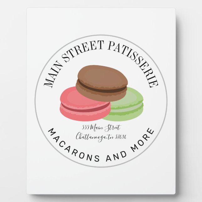 Anschrift der französischen Macarons Food Business Fotoplatte (Vorderseite)