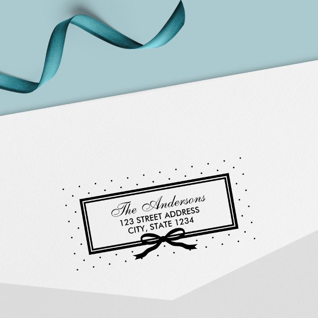 Anschrift der Grenz- und Ribbon-Polka-Dot-Familie Permastempel (Von Creator hochgeladen)