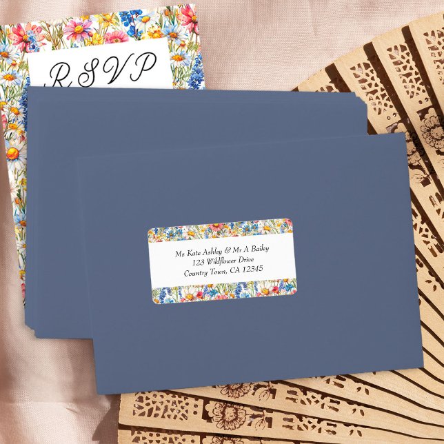 Anschrift der UAWG für die Wildblume des Landes Adressaufkleber (RSVP envelope address labels from the Country Wildflower wedding collection by Darling & May)