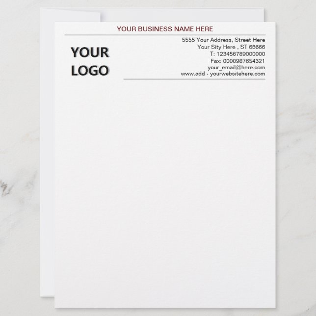 Anschrift des beruflichen Firmenlogos Briefbogen (Vorderseite)