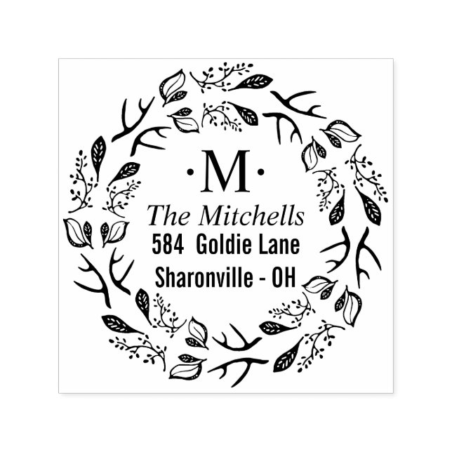 Anschrift des Botanischen Kranken-Monogramms Permastempel (Design)