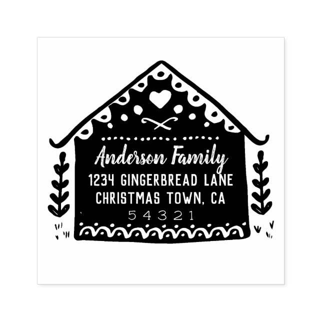 Anschrift des Gingerbread House Gummistempel (Prägung)