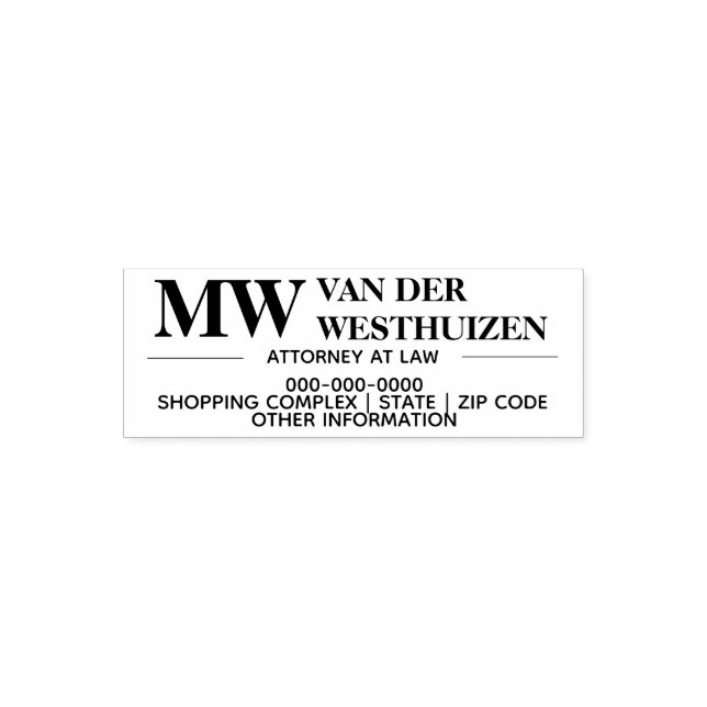 Anschrift des Rechtsanwalts Monogramm Anwalt klein Permastempel (Design)