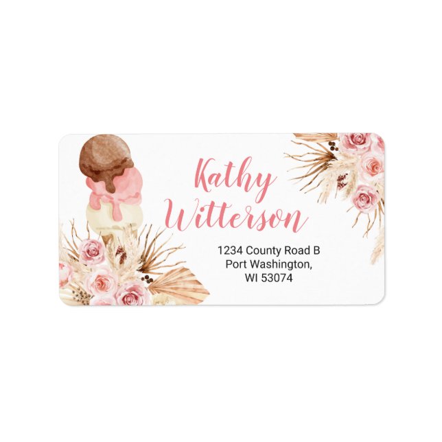 Anschrift Etikett Boho Eis floral Baby Dusche Adressaufkleber (Vorne)