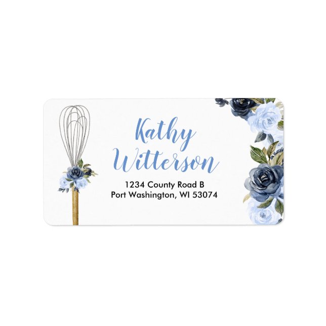 Anschrift Label Navy Floral Bald auf weg zu flüste Adressaufkleber (Vorne)