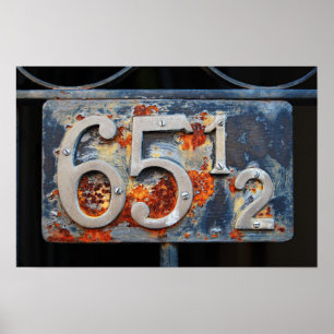 Anschrift Plaque, fünfundsechzig und einhalb Poster