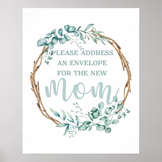 Anschrift und Umschlag Babyduschensignatur Poster (Vorne)