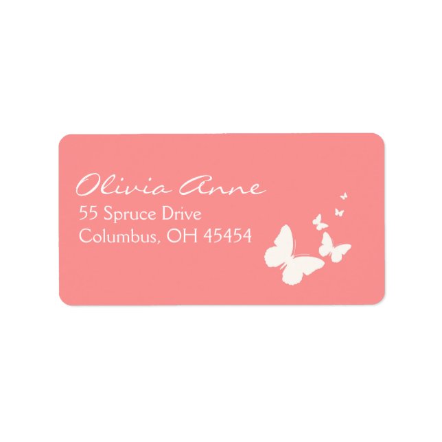 Anschriften für Rosa und Weiße Schmetterlinge Adressaufkleber (Vorne)