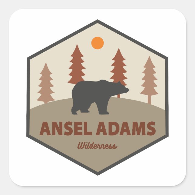 Ansel Adams Wilderness California Bear Quadratischer Aufkleber (Vorderseite)