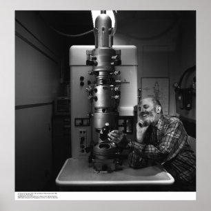 Ansel Adams with Electron Microscope, April 1965 Poster