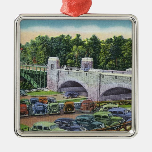 Ansicht Brücke US Hwy der Weg-9 Silbernes Ornament (Vorne)