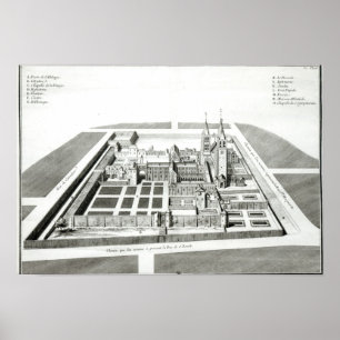 Ansicht der Abtei von Heilig-Germain-DES-Pres Poster