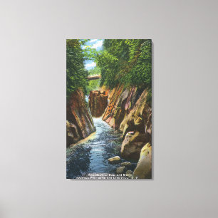 Ansicht der Ausable Fluss-Fälle und der Brücke Leinwanddruck