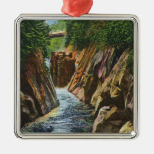 Ansicht der Ausable Fluss-Fälle und der Brücke Silbernes Ornament