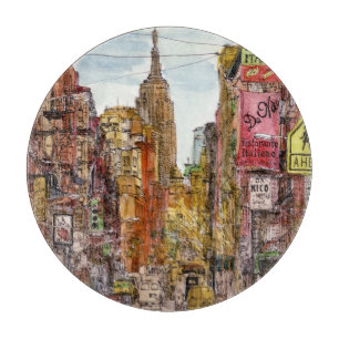 Ansicht der Bestimmungsort- New York City von Schneidebrett