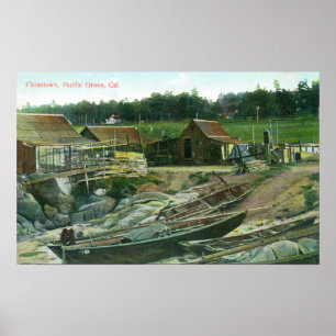 Ansicht der Boote auf Strand in Chinatown Poster