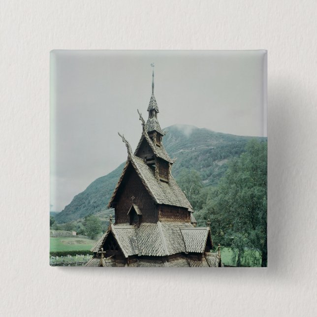Ansicht der Borgund Daubekirche, c.1150 Button (Vorderseite)