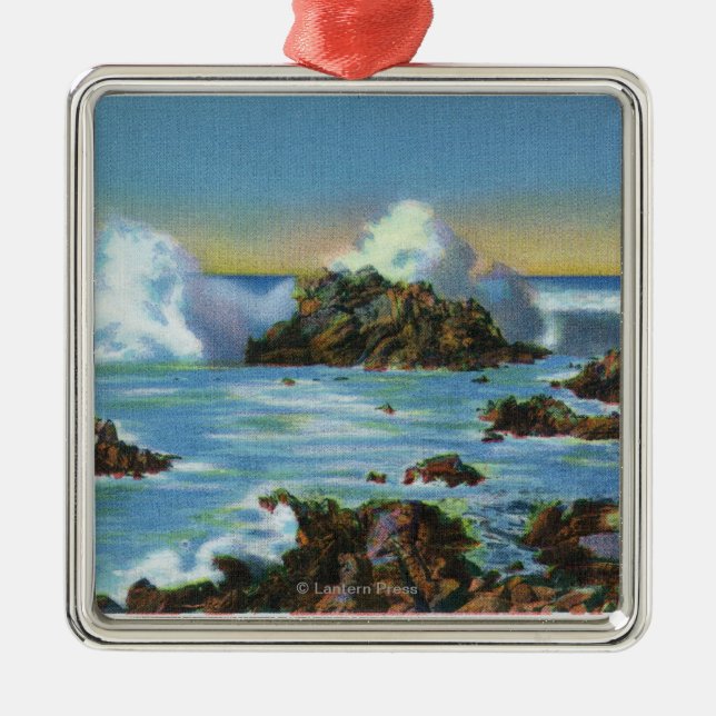 Ansicht der Brandung entlang dem Felsen Ornament Aus Metall (Vorne)