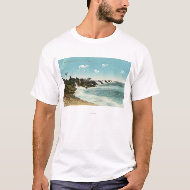 Ansicht der Brandung und des Wellenbrechers T-Shirt (Vorderseite)