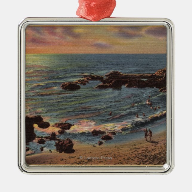 Ansicht der Bucht des Holzes Silbernes Ornament (Vorne)