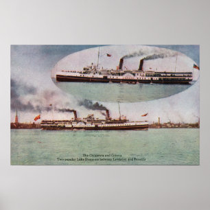 Ansicht der Chippewa-und Korona-Dampfer Poster