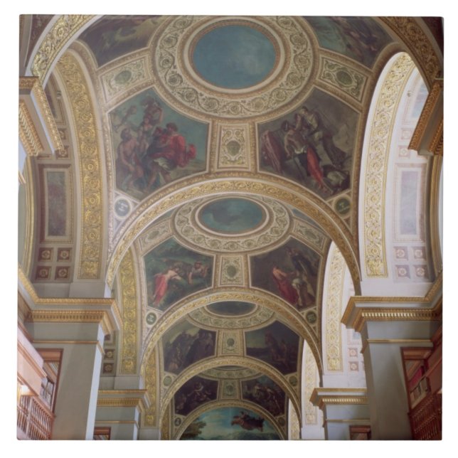 Ansicht der coffered Bibliotheksdecke mit Fliese (Vorderseite)