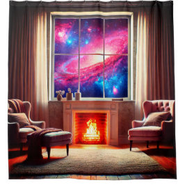 Ansicht der Fenstergalaxie Duschvorhang