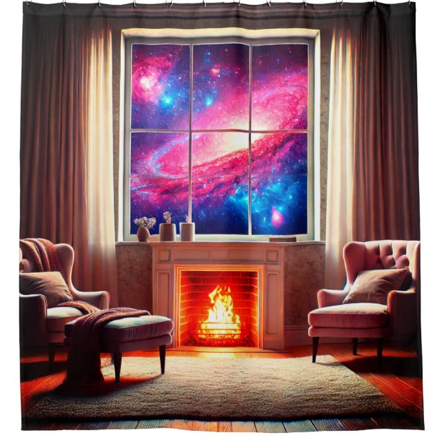 Ansicht der Fenstergalaxie Duschvorhang (Vorderseite)